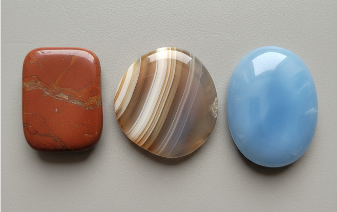 Comparison of jasper, agate, and chalcedony stones