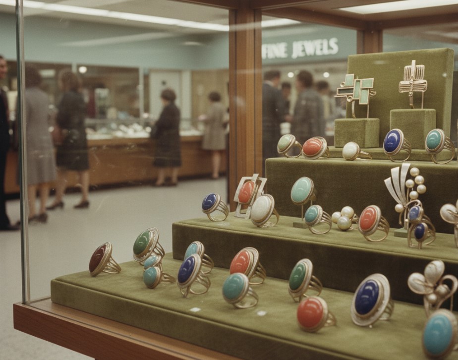Mid-century jewelry collection display case